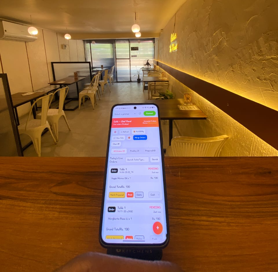 Restaurant seating with Zyrio QR ordering setup