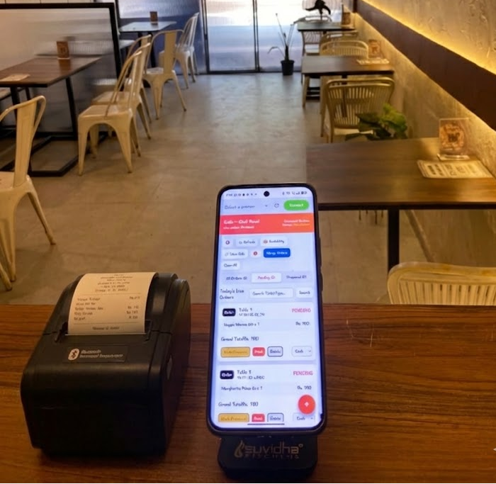 Thermal bill printer printing receipt using Zyrio app
