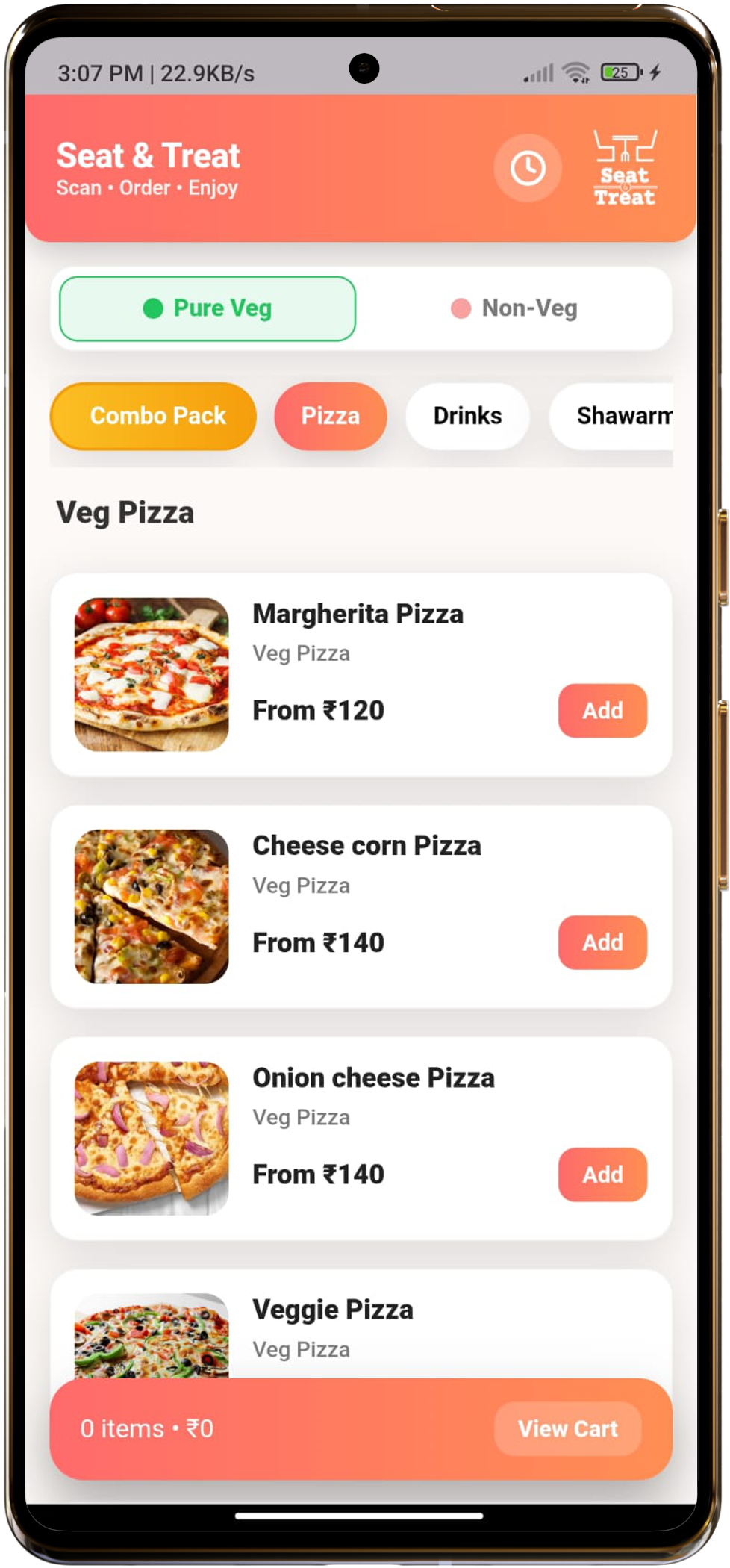 QR ordering system for restaurants in India customer scanning Zyrio menu